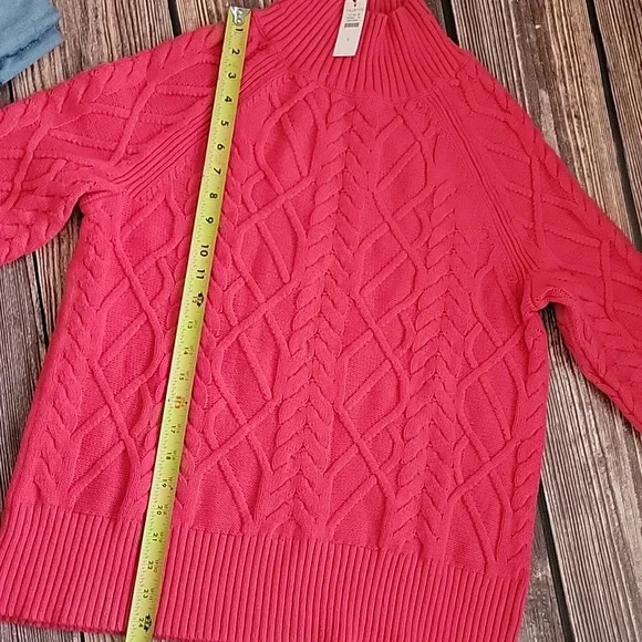 Talbots Pink Cable Knit Turtleneck Sweater - Picture 3 of 6